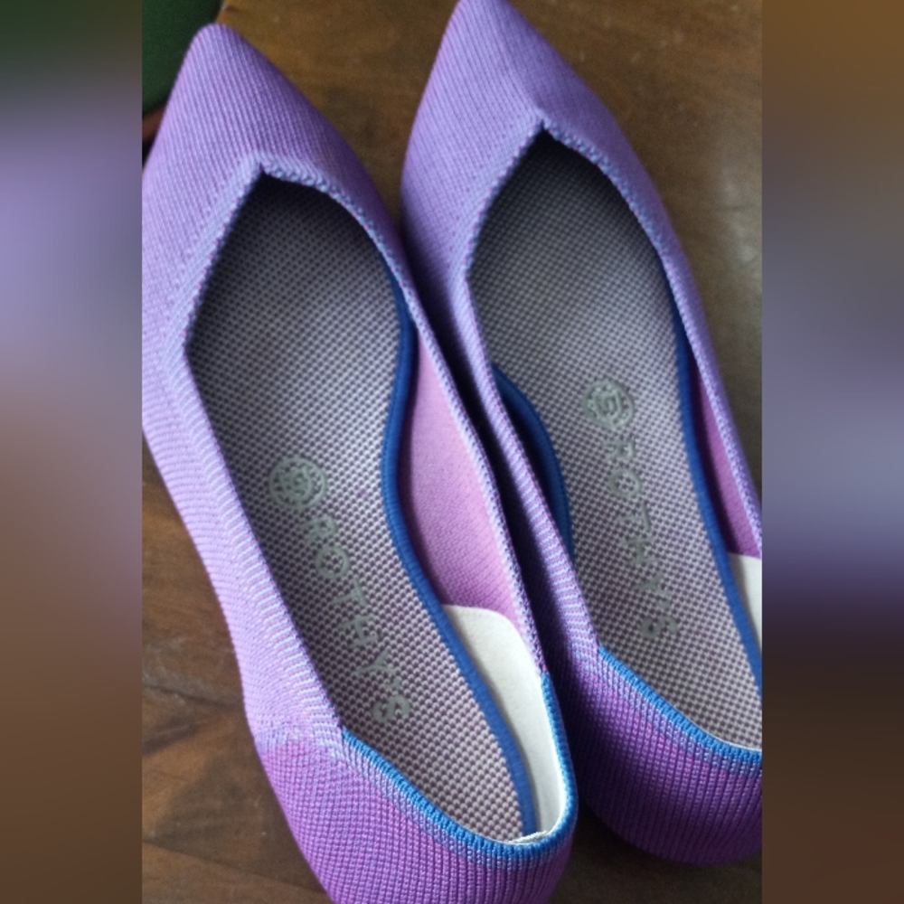 Rothy’s pointed flats, 8.5 purple eggplant colour. Gorgeous shoes, too small